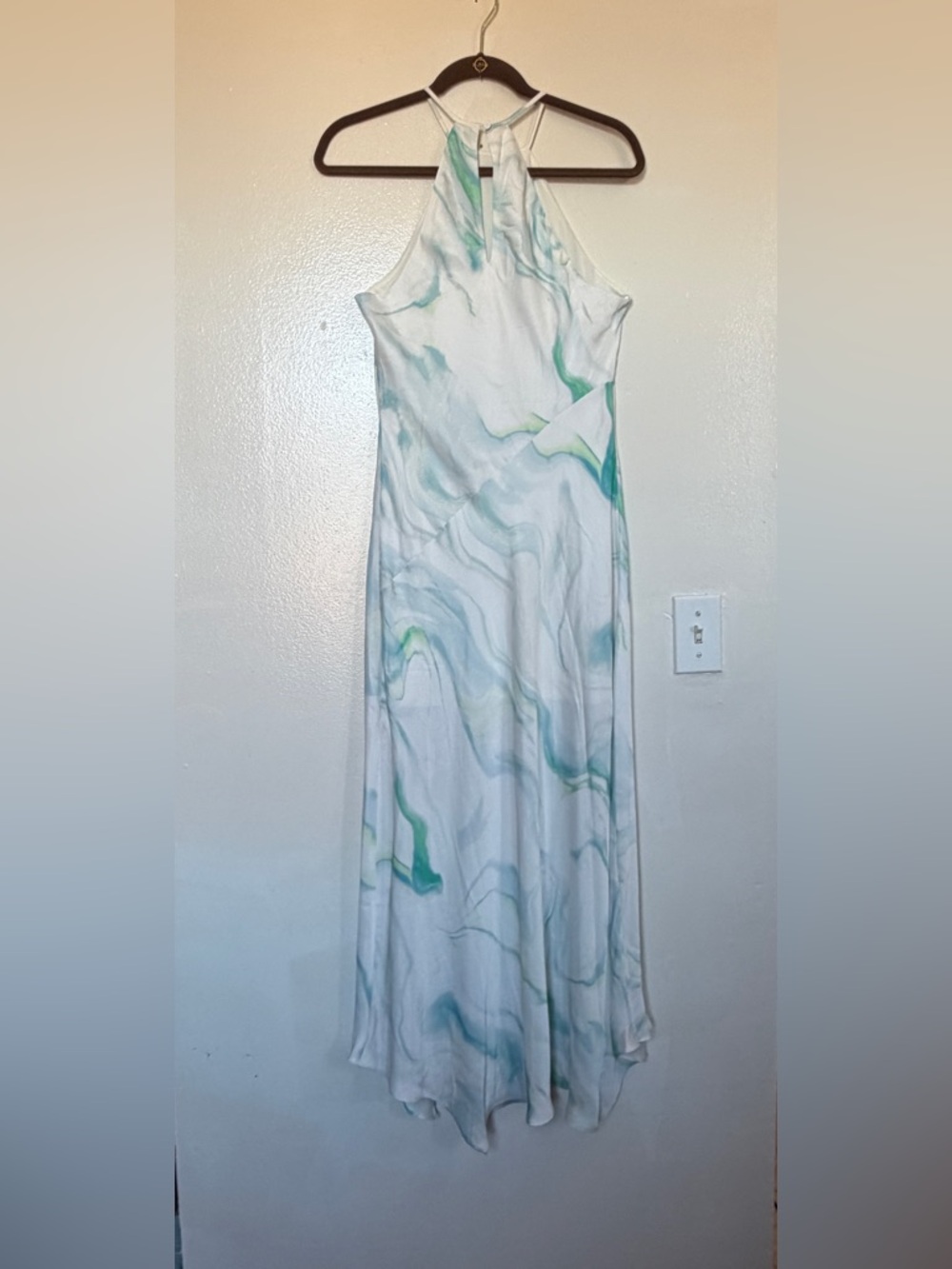 Express White Maxi Dress with Teal & Mint Marble Swirl